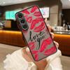 Тонкий противоударный матовый чехол с узором в виде красных губ для Samsung S25 Ultra S24 FE S23 S22 A16 A56 A55 A36 A26 A15 A35, защитный прозрачный чехол для объектива телефона
