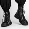 Snow Military Boots for Men's Winter Black Workwear British Style Motorcycle Leather Boots Warm Cotton Boots