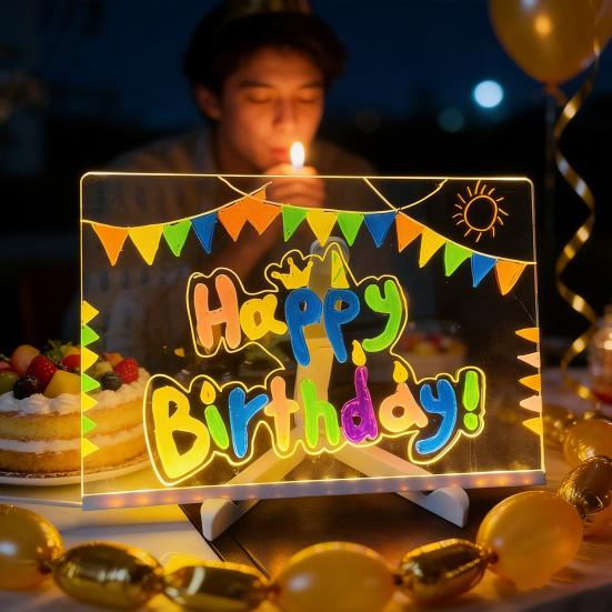 Светодиодная доска для заметок Yousheng с цветной подсветкой, акриловая доска для сухого стирания со светом, доска для письма и рисования для детей и взрослых со подставкой