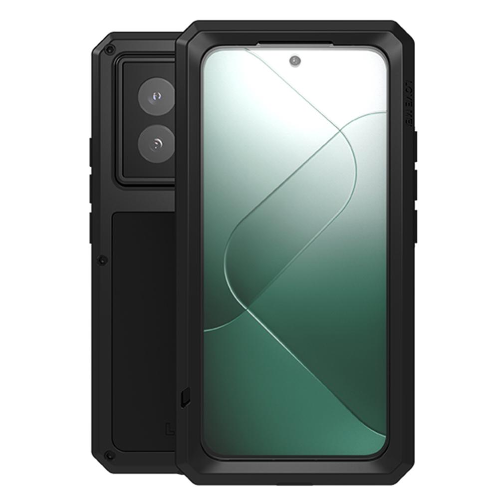 LOVE MEI Противоударный чехол для Xiaomi 14 Защитная пленка из закаленного стекла Металл+Силикон Чехол для телефона