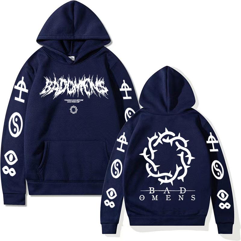 Мужские забавные худи с графическим принтом и логотипом группы Bad Omens, в стиле ретро, ​​модные пуловеры, толстовки унисекс, повседневные худи в уличном стиле.