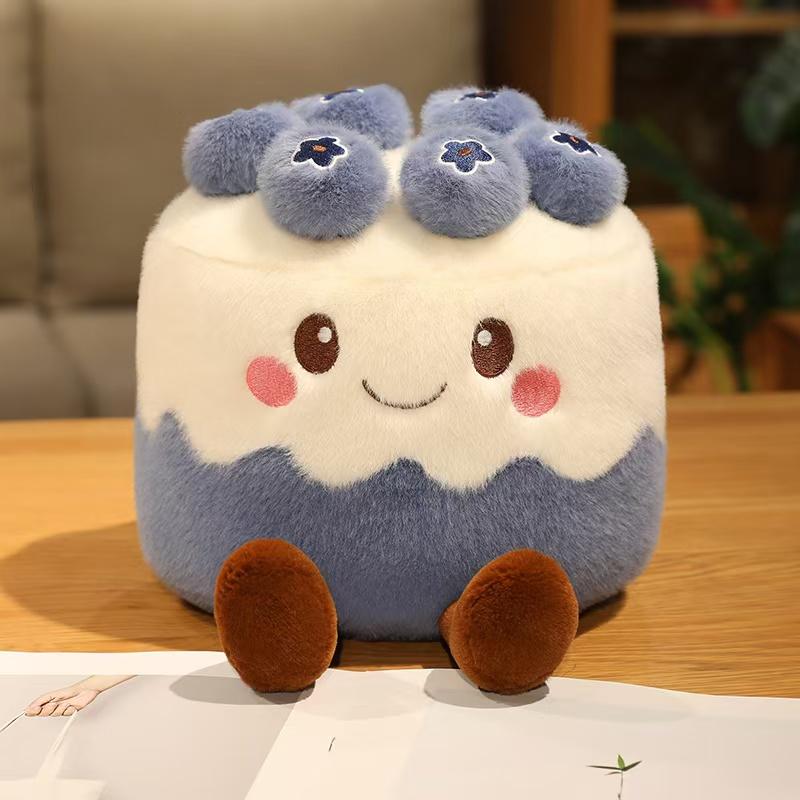 Cute Cake Plush Toy Strawberry,Blueberry,Mango Dessert Stuffed Animal Soft Kawaii Pillow Doll for Kids,Cute Huggable Gift