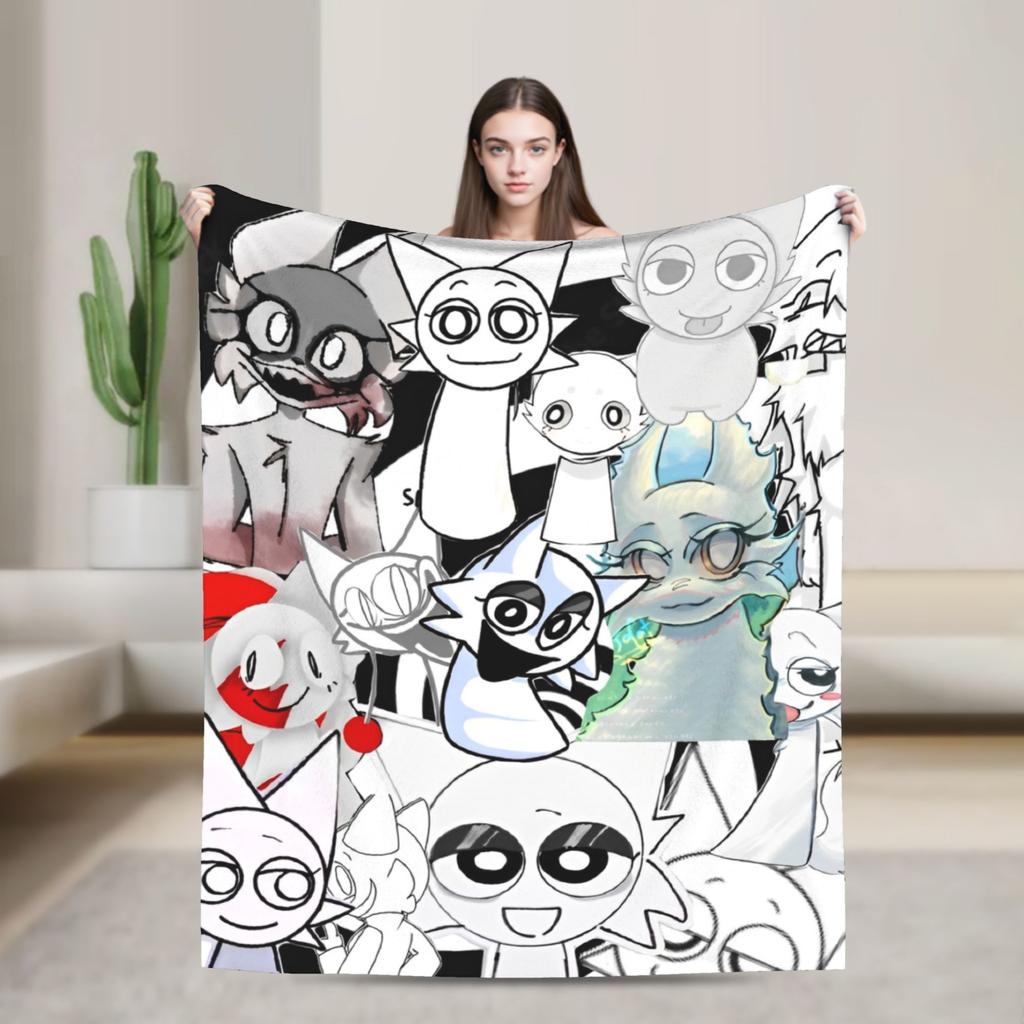 Sprunkis Plush Blanket Cartoon Game Awesome Throw Blankets for Sofa Bedding Lounge 150*125cm Plush Thin Quilt