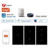 Умный стеклянный выключатель US Standard Zigbee с голосовым управлением Alexa, поддержкой приложения и настраиваемым одинарным выключателем (ноль-фаза)