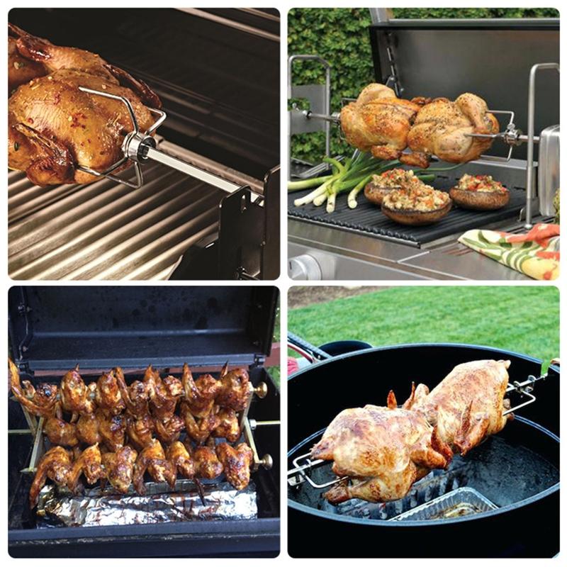 Универсальный Автоматический Комплект для Гриля-Вертела с Электродвигателем, Кронштейн для Барбекю, Вертел для Запекания, Шампур, Вилки для Мяса, Полные Держатели T