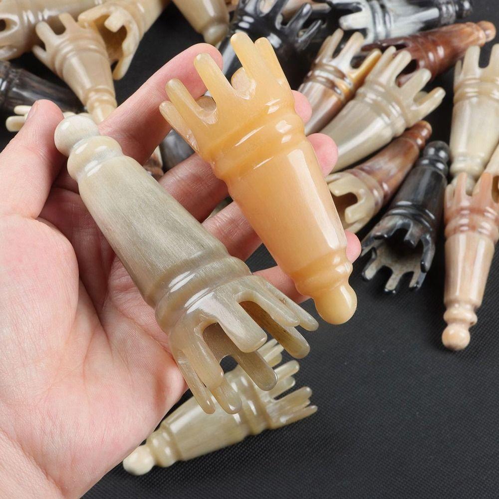 Scalp Massager Brush Long Pointed Shampoo Comb Scrapping Head Buffalo Horn Meridian Comb Hair Wash