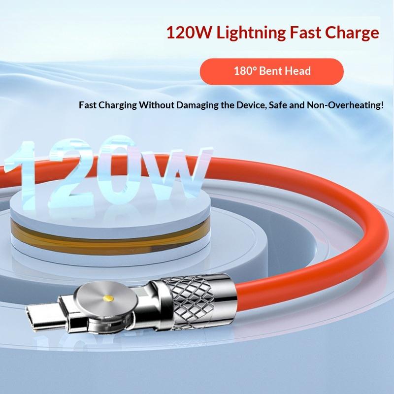 Кабель USB Type C для быстрой зарядки 120 Вт, кабель-уголок с поворотом на 180 градусов для игрового телефона, зарядного устройства, кабель USB Type C