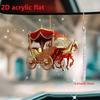 Carriage Christmas Ornament Horse With Sleigh Carriage 2D Acrylic Xmas Tree Ornament For Winter Home Decor Car Table