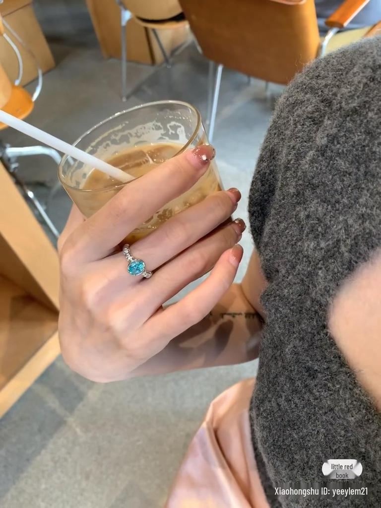 Aquamarine Paraiba Maldives Blue Luxury Pinky Ring for Women 2024