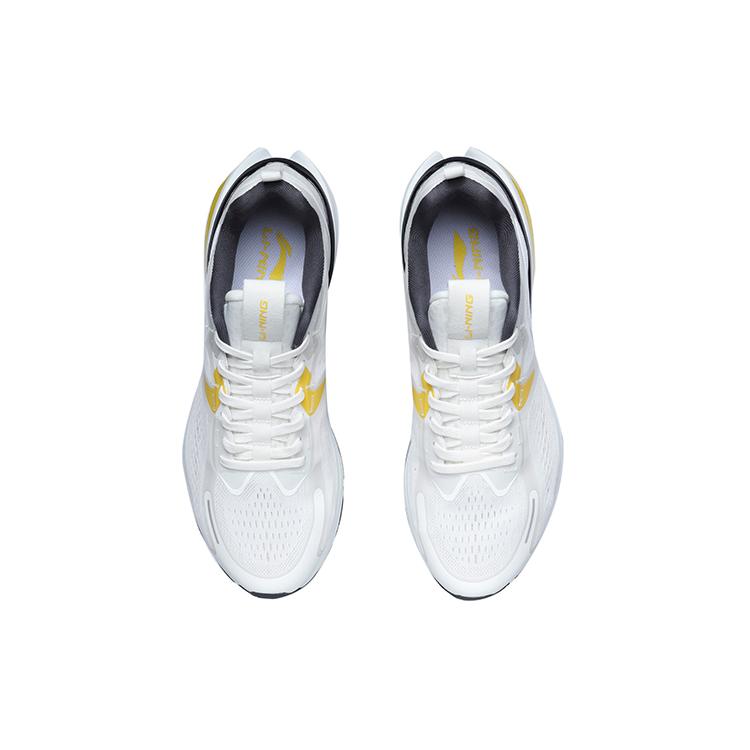 Li Ning Амортизирующие Нескользящие Износостойкие Низкие Беговые Кроссовки Унисекс Серый Желтый ARHR049-1