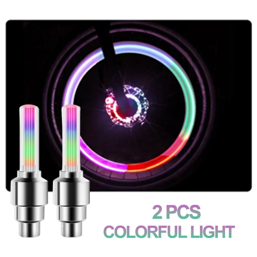 2 шт. велосипедных фонарей со светодиодами и датчиком движения, с батарейками, для шоссейного, горного велосипеда, колпачки на ниппель шины, велосипедные аксессуары