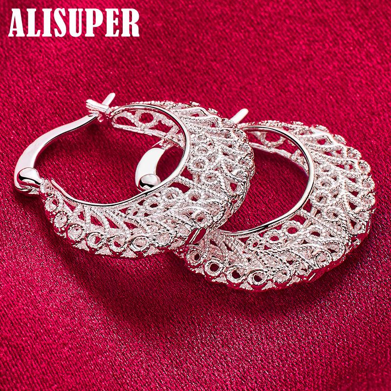 Ювелирные изделия из стерлингового серебра 925 пробы с полыми цветочными U-образными серьгами