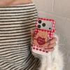 Клетчатый Чехол с Вишневым Мишкой Магнитный для iPhone 17/16 Pro Max/15 Pro