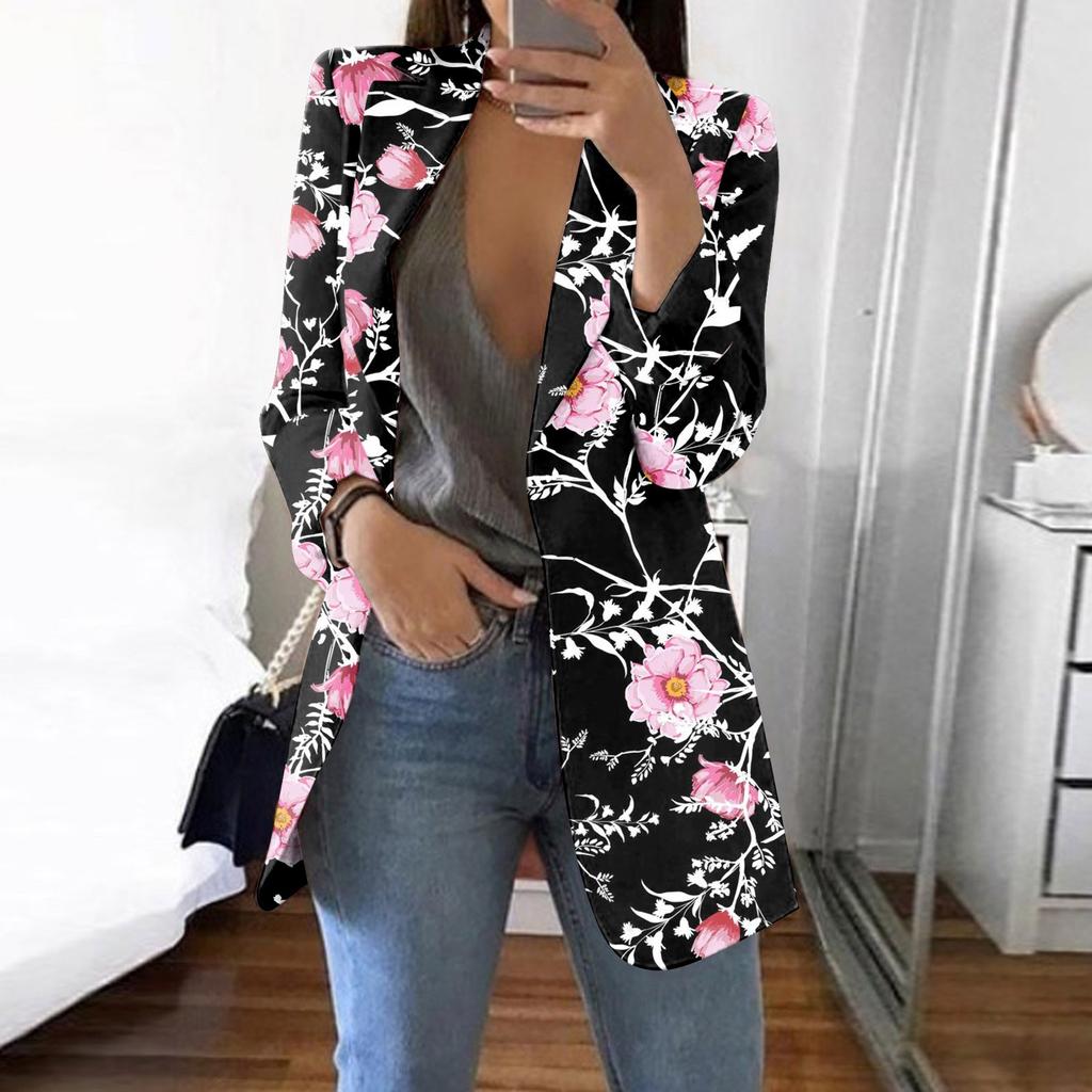 Женская повседневная модная приталенная куртка с длинным рукавом и принтом