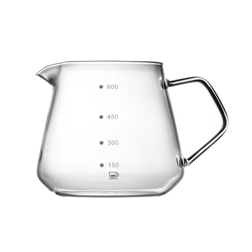 Glass Coffee Server 600ml Iced Tea Water Beverage Pour Over Dripper with Scale Household Office Bar Pot Kitchen Drinkware