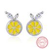 Милые серьги-гвоздики в форме лимона из стерлингового серебра 925 пробы с желтой эмалью для женщин, стерлинговое серебро - ювелирные изделия, серьги-гвоздики