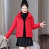 Women's Autumn and Winter Plus Size Lightweight Padded Thickened Jacket Short Solid Colour Standing Collar Loose Outerwear