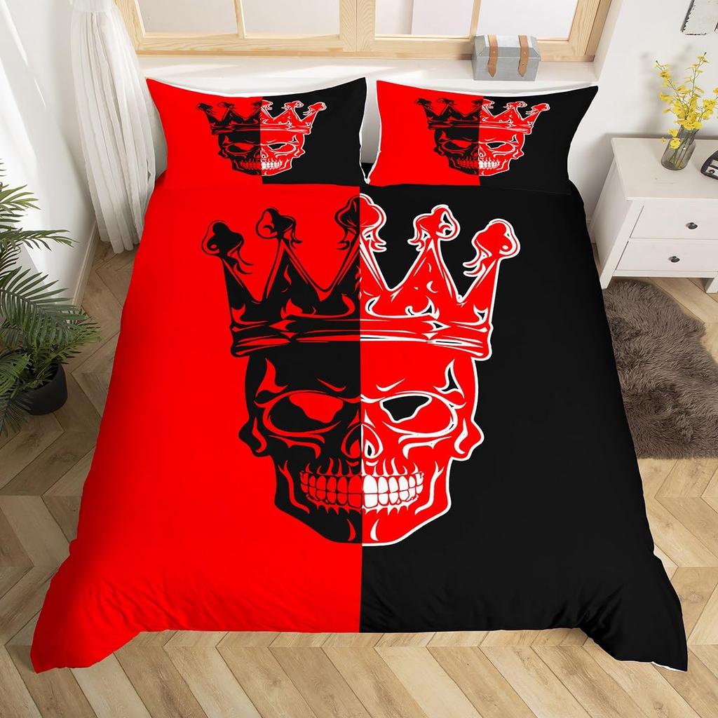 Luxury Crown Duvet Cover Set Vintage Red And Black Comforter Cover Romantic Wedding Queen King Bedding Sets Valentines Day Gift