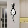 Cartoon Cat Shaped Wall Clock Hanging Decor Acrylic Fashion Display Art Quiet with Pendulum