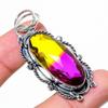 Bi-Color Tourmaline Gemstone 925 Sterling Silver Jewelry Pendant 2.36" H0f03