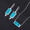 Simulation Paraiba Pendant Earrings Zircon Necklace Two-Piece Set Emerald Earrings Collarbone Chain