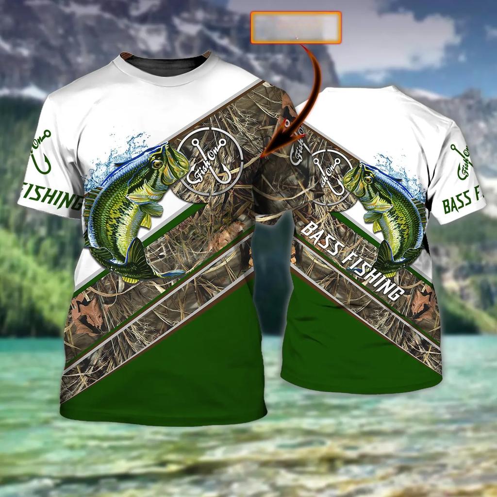 Мужские футболки с надписью «Рыбалка» с персонализированным именем 3D-принтом по всей поверхности, классная летняя футболка унисекс с коротким рукавом