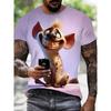 Funny Men's T-shirt Summer Casual Round Neck Short Sleeve Animal 3D Printed Outdoor Fashion Oversized Male Clothing Street T Shirts