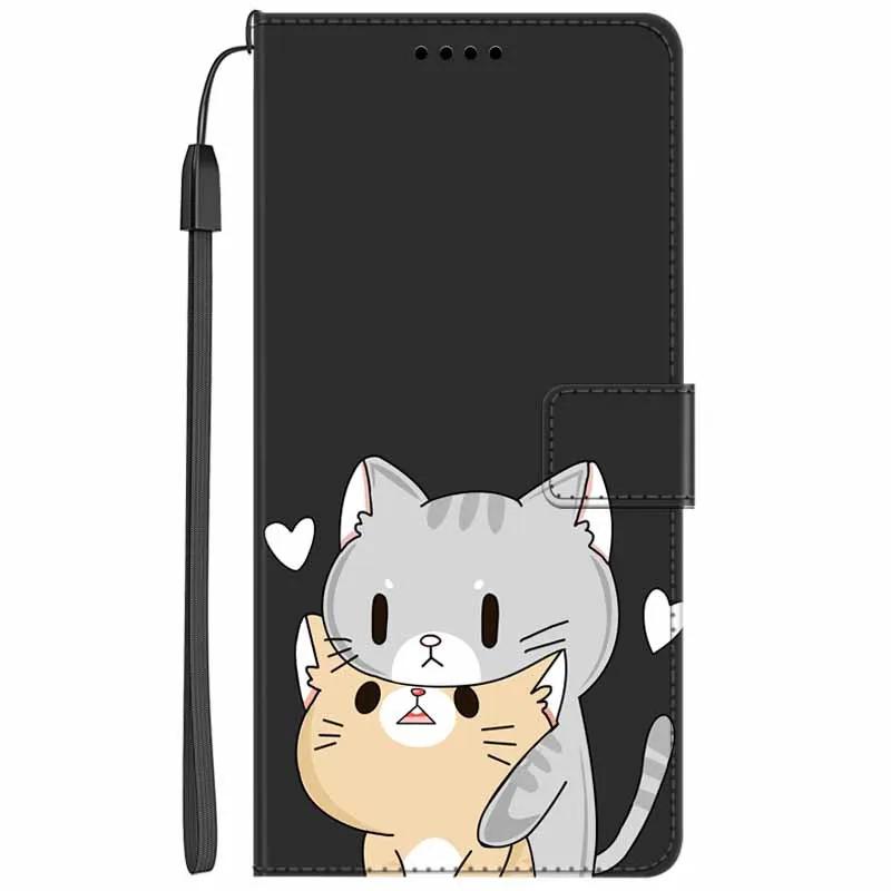 Кожаный чехол-книжка с подставкой для Oppo Reno13 F, кошелек с рисунком Льва и Кошки, Funda для Reno13 F 4G 5G, мультяшный кошелек, чехол-подставка для телефона Reno13 F