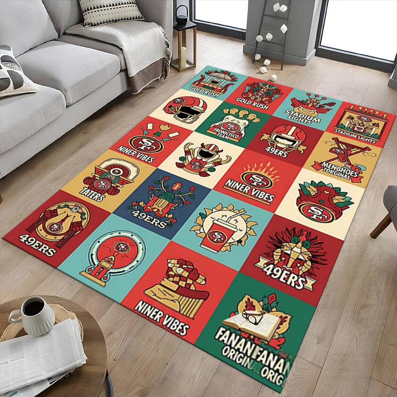 1PC San Francisco 49ers Extra Large Non Slip Floor carpet, Office, family, bedroom, Studio Large Area Rug Indoor Rugs, Vibrant Colors