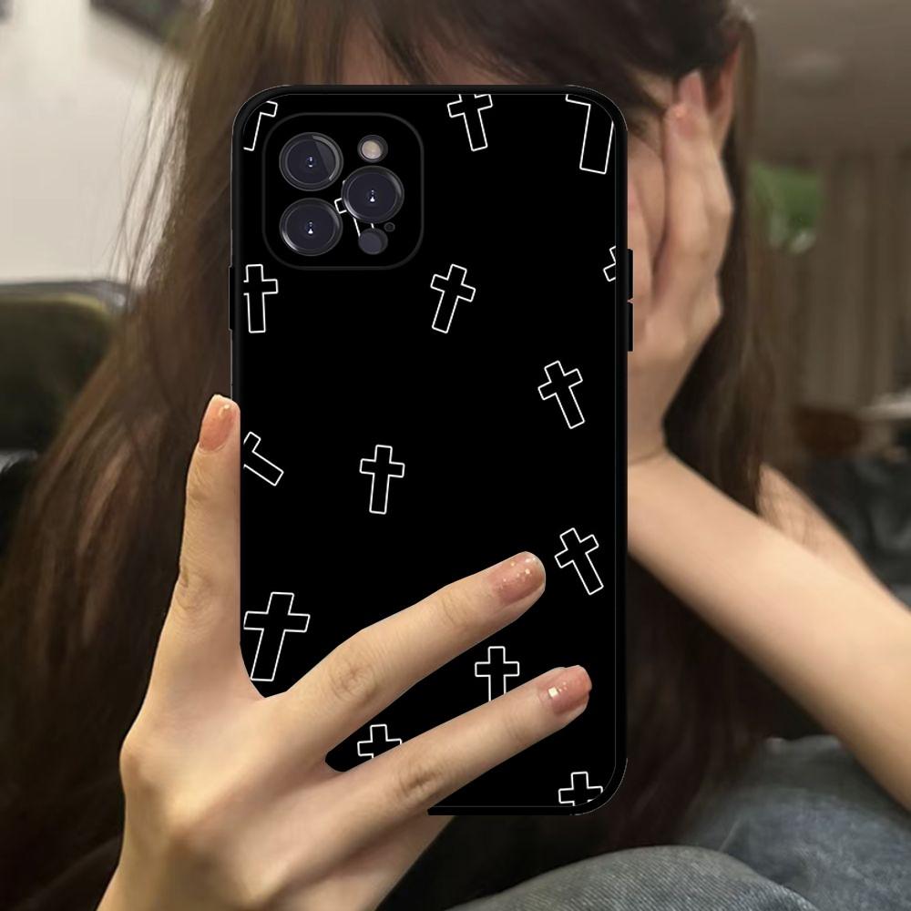 Черный Чехол-Крест для Телефона Для IPhone 16 15 14 11 12 13 Mini Pro XS Max Чехол 6 7 8 Plus X Funda Оболочка