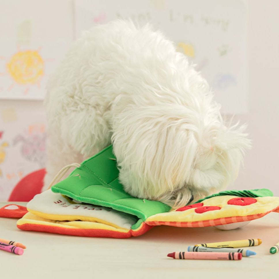 Dog Snuffle Book Toy Pet Slow Feeder Hidden Food Puzzle Toy Squeaky Interactive Nose Training Enrichment Toy For Small Dogs