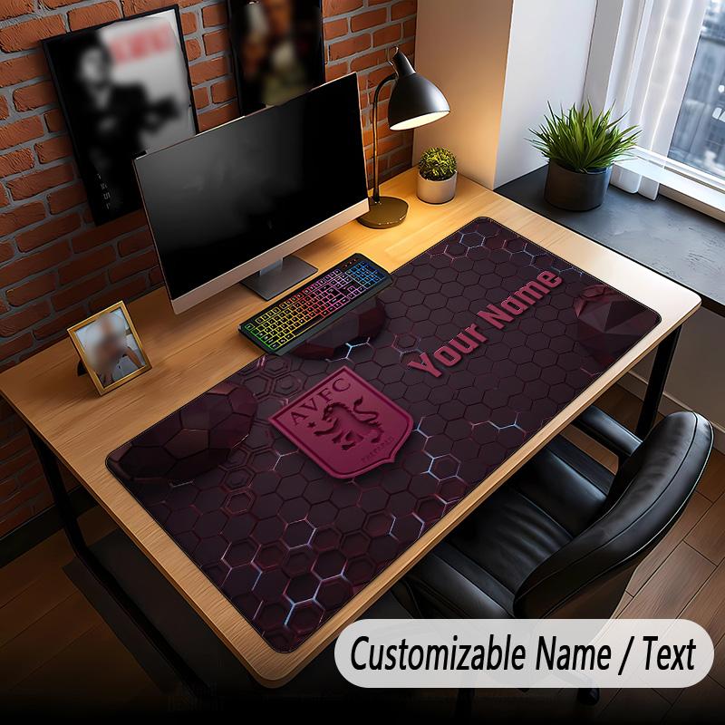 Large Mouse Pad Aston Villa Print Custom Name Text Desk Mat for Office Gaming