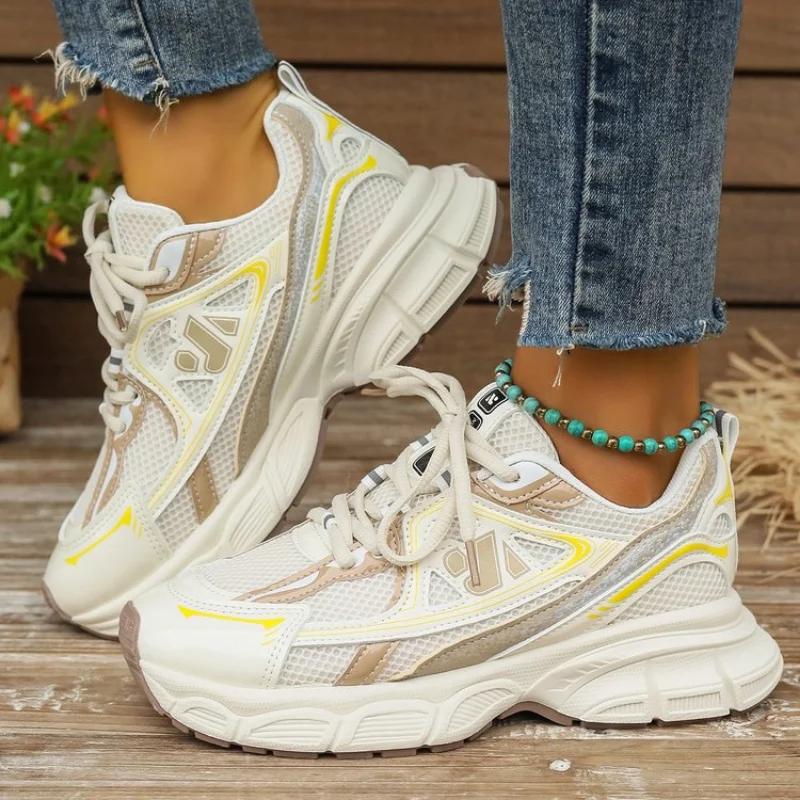 Мода Женская спортивная обувь Кроссовки на платформе Весенняя мода для походов на открытом воздухе Нескользящая повседневная обувь Дышащая женская обувь для бега Обувь