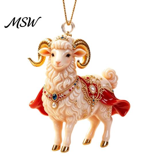 Indoor Holiday Decorations 2D Flat Christmas Sheep Hanging Ornament with Lanyard, Acrylic Office Tree Pendant for Home Party Festive Decor And
