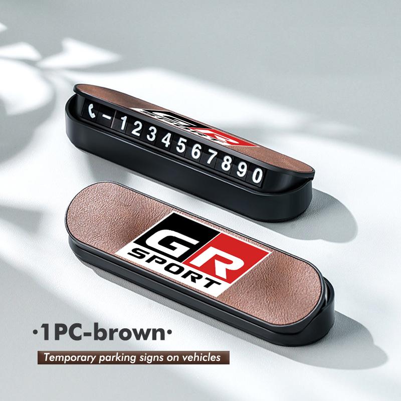 cnkym4 Suede Leather Car Temporary Parking Card Phone Number Plate For Toyota GR MN Corolla Yaris Aygo Prius RAV4 Crown CHR Camry