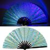 Foldable Bamboo Fan PVC Photography Props Fan UV Fluorescent Folding Fan  Stage Performance Dance
