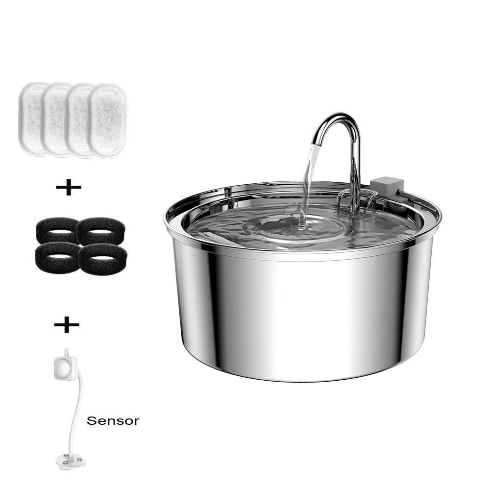 Нержавеющая сталь беспроводной датчик подзарядки автоматический фонтан для собак питьевой воды для кошек поилка для собак 3 л 5 В USB миска-дозатор для домашних животных