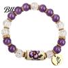 Beaded Bracelet Handmade Birth Flower Charm Bracelet, 12 Month Floral Birthstone Adjustable Inspirational Stretch Jewelry, Meaningful Birthday