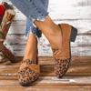 Single Shoes Women's Autumn Leopard Print Pointed Head Thick Heel Large Size New Casual Shoes One Pedal