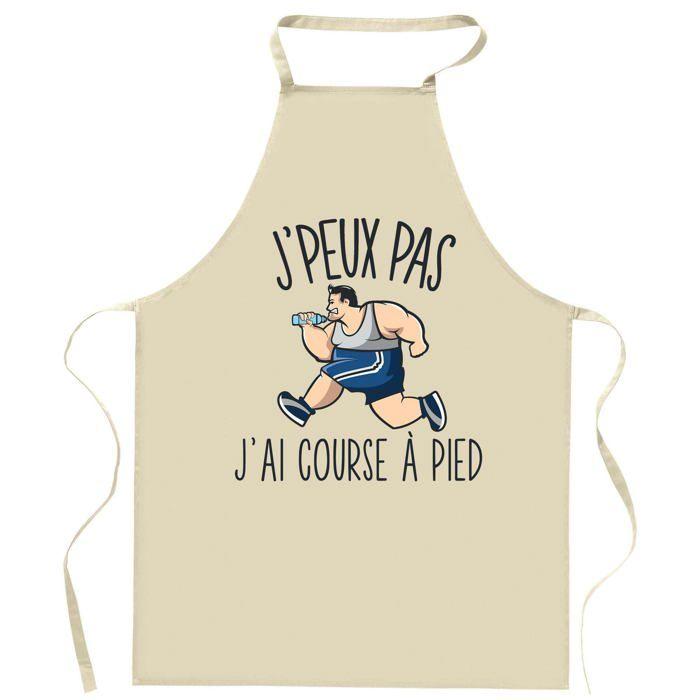 Planetee Tablier de cuisine course à pied J'peux pas | Cadeau Original pour passionnés Vêtement Blouse de protection Barbecue