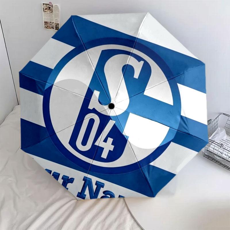 1 PC Automatic Folding Umbrella - FC Schalke 04 Custom Name Pattern, Portable & Foldable Design with 8 Ribs, Christmas Birthday Gifts