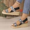 Fashion Leopard Print Wedge Sandals Women 2025 Summer Comfort Thick Sole Beach Shoes Woman Lightweight Platform Sandalias Mujer