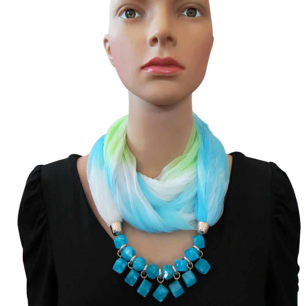 Летний солнцезащитный шарф Градиентный шелковый шарф Шарф Смоляной кулон-ожерелье Женские украшения Шарф