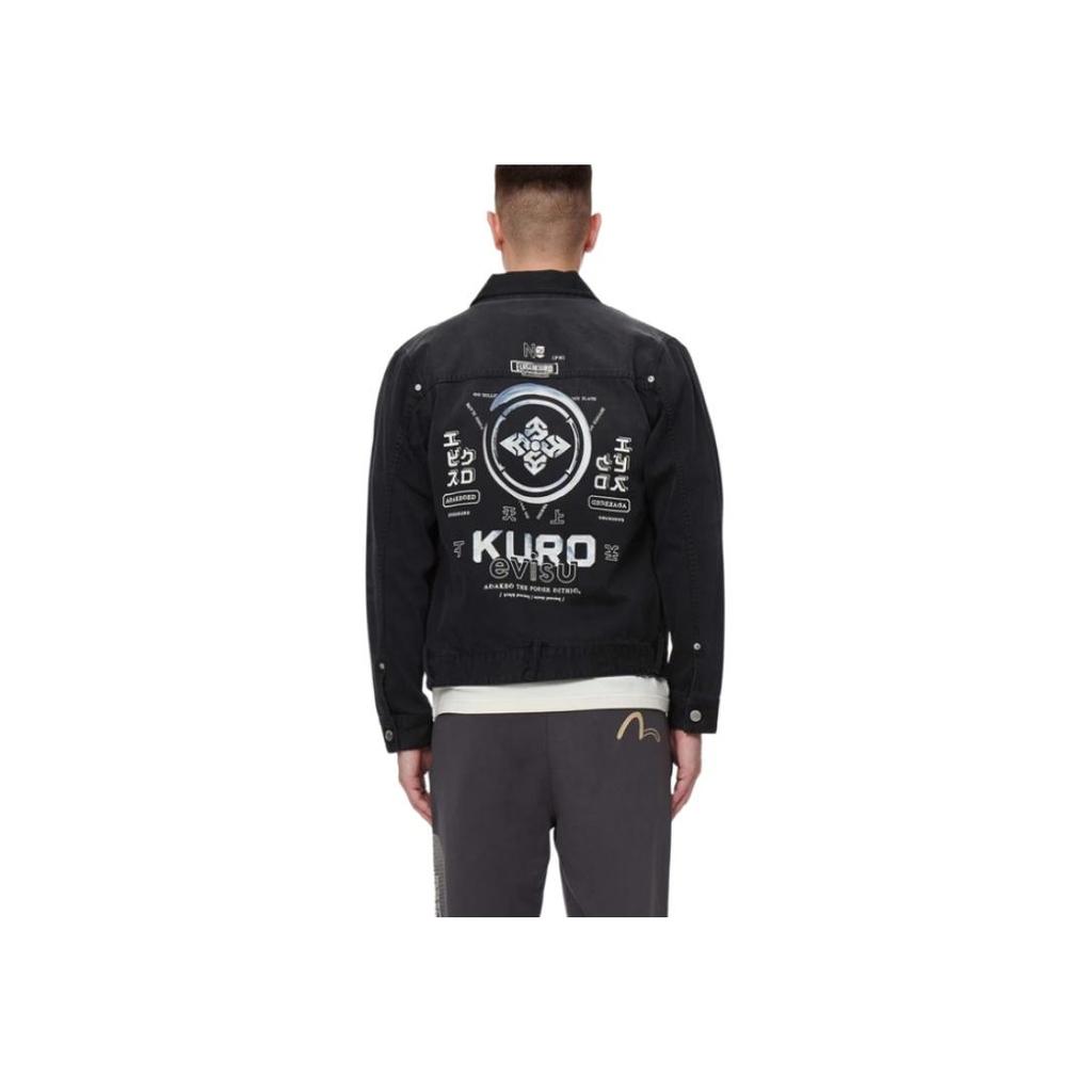 Evisu SS22 Family Flower Symbol Denim Jacket Men jackets Black 2ESGNM2DJ735XXCT