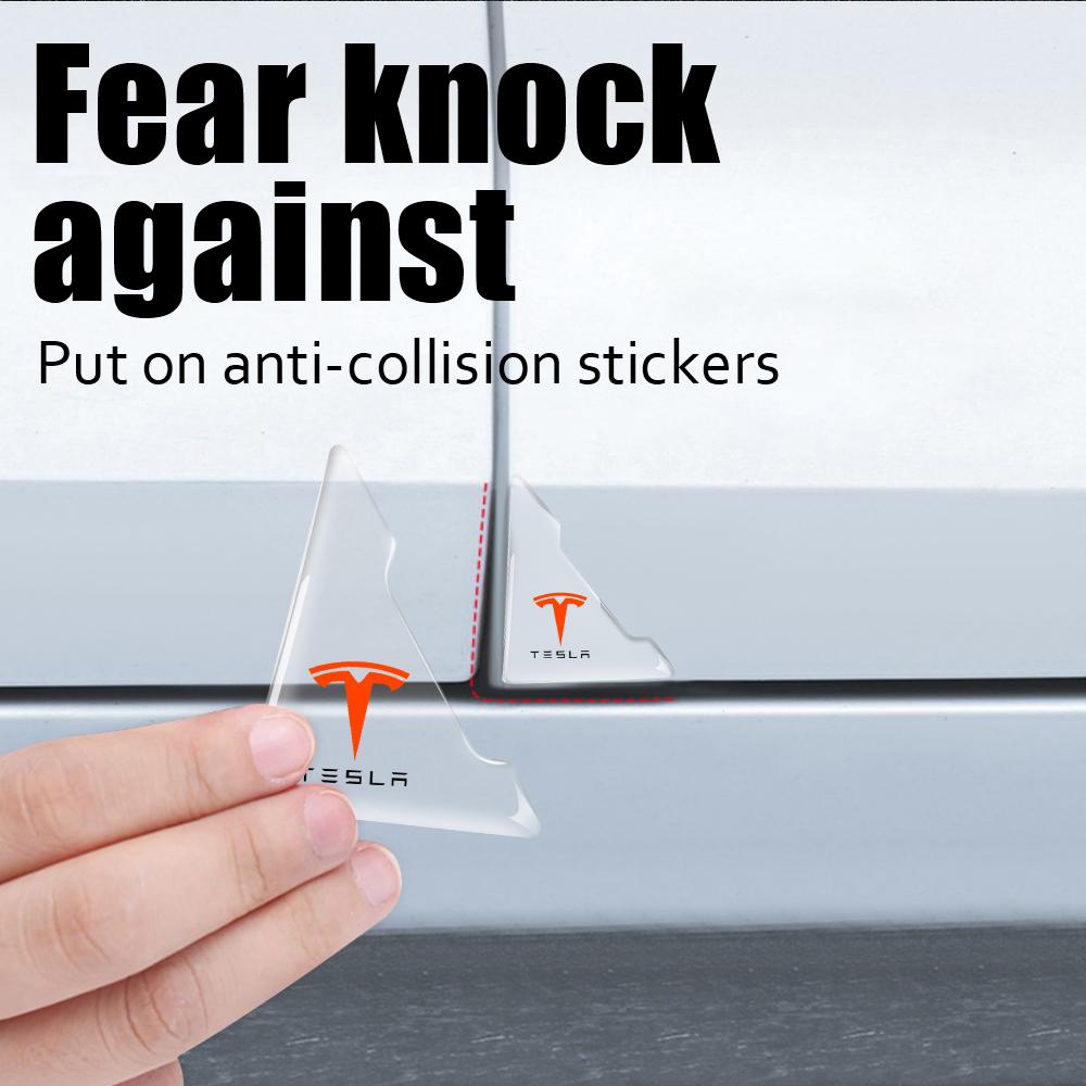 whalq7 2/4Pcs Car Door Corner Cover Bumper Anti-Scratch Badge Sticker For Tesla Model 3 Y S X 2017-2023 Roadster SpaceX Coil Mod