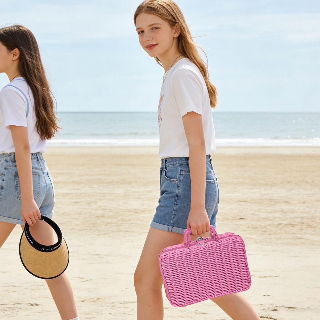 Этот пластиковый чемодан из ротанга идеально подходит для пикников, Пасхи, организации вещей и других случаев.