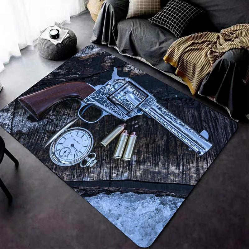 Ковер с рисунком револьвера для гостиной, игровые коврики, мягкий напольный ковер, мультяшные коврики, коврик для ванной, коврик для йоги, домашний декор
