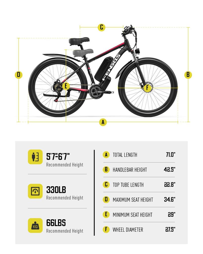 Электровелосипед FENGQS Q8 750 Вт Мотор 48 В 17,5 Ач Аккумулятор Шины 27,5*2,1" Максимальная скорость 50 км/ч Максимальный запас хода 85 км Механические дисковые тормоза