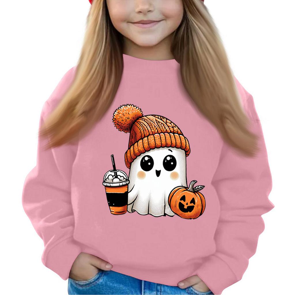 Halloween Day Girls Round Neck Pullovers For Kids Printed Baby Tops