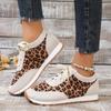 Fashion 2024 Hot Sale Shoes for Women Lace Up Women's Vulcanize Shoes Autumn Leopard Print Mixed Colors Casual Comfortable Walking Shoes